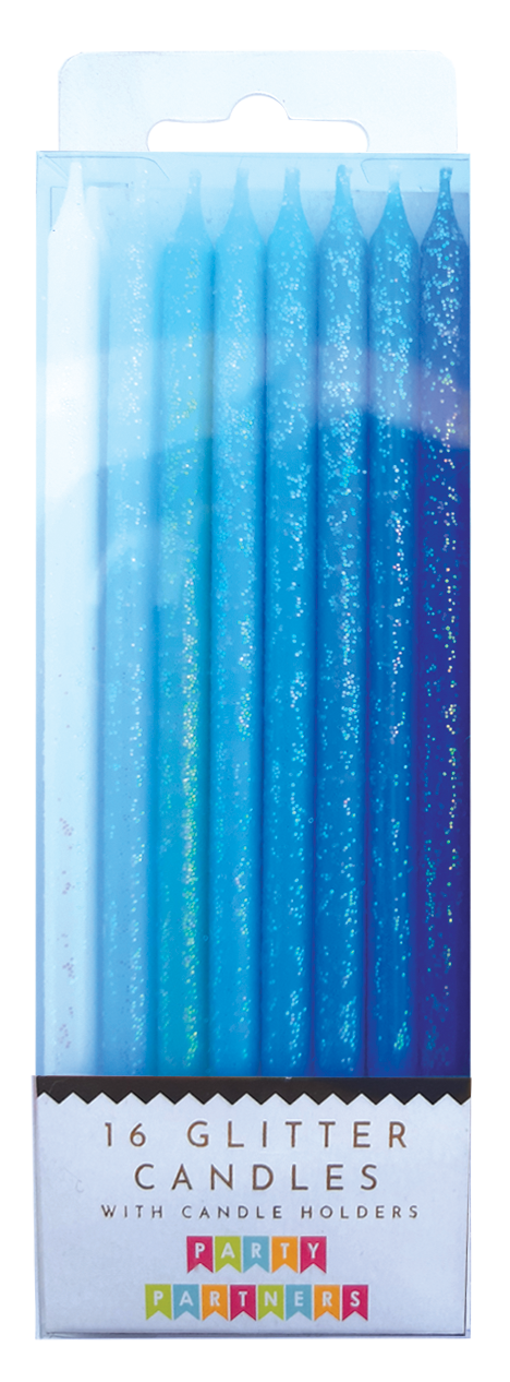 Tall Blue Gradient Candle Set - 16 pk