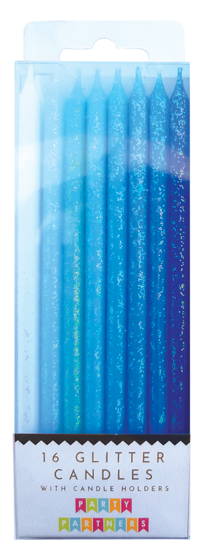 Tall Blue Gradient Candle Set - 16 pk