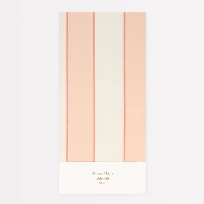 Peach Striped Paper Tablecloth - 1 pk