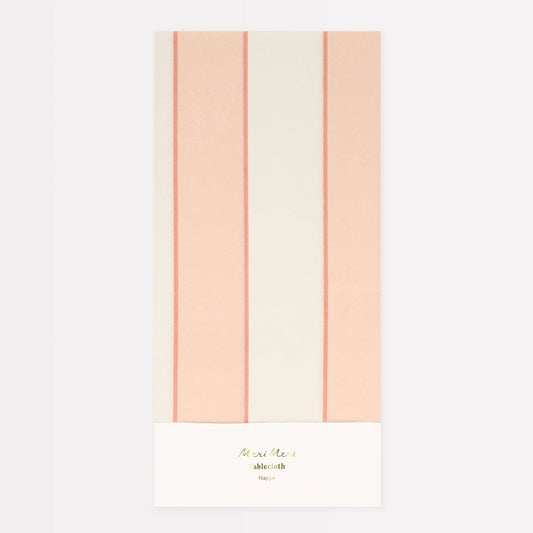 Peach Striped Paper Tablecloth - 1 pk
