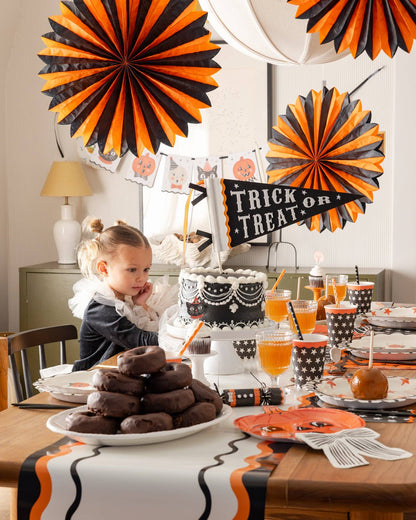 Orange and Black Large Tissue Fans - 3 pk