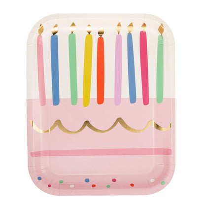Cake & Candles Shaped Paper Plate - 8 pk