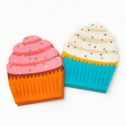 Birthday Cupcake Die-Cut Disposable Napkin - 20 pk