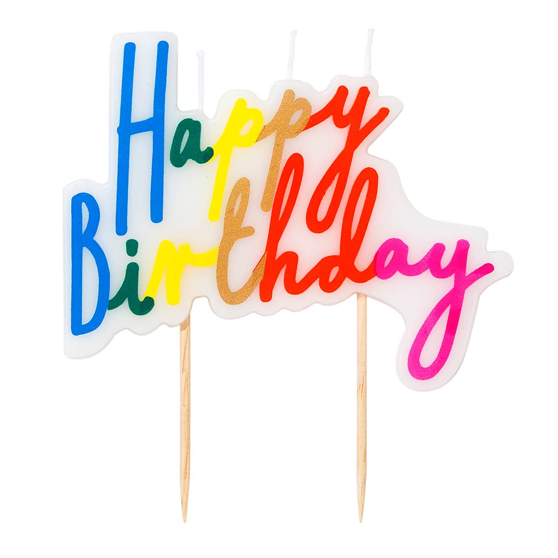 Rainbow Happy Birthday Candle Cake Topper