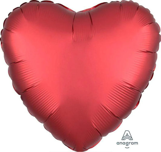 18” satin red heart foil shape balloon