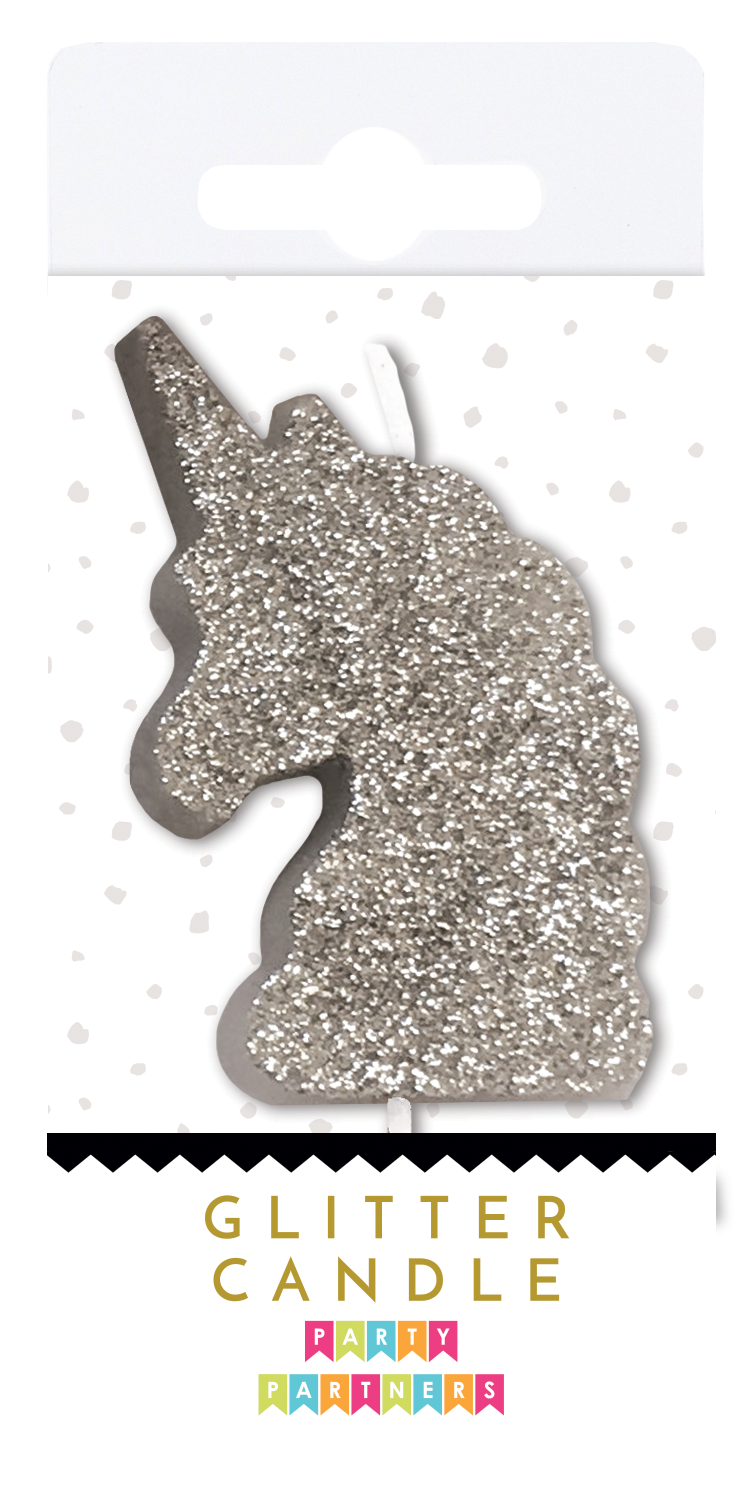 Unicorn Silver Glitter Candle