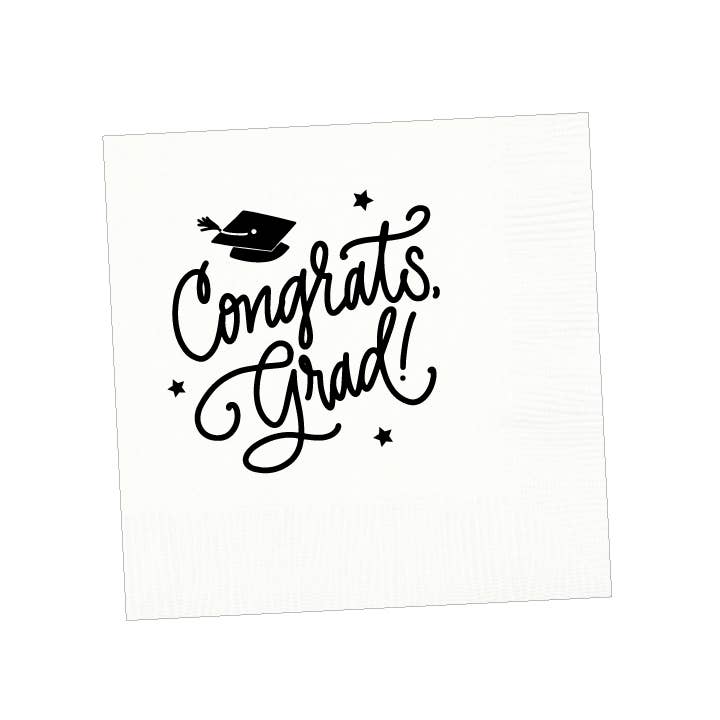 Congrats, Grad! | Napkins (2 colors): White Napkins (with black ink) - 25 pk.