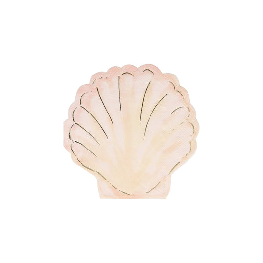 Watercolour Clam Shell Napkins - 16 pk