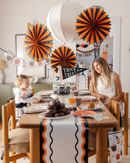 Orange and Black Large Tissue Fans - 3 pk