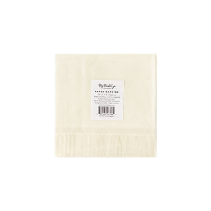 Baby Neutral Star Fringed Cocktail Napkin - 18 pk