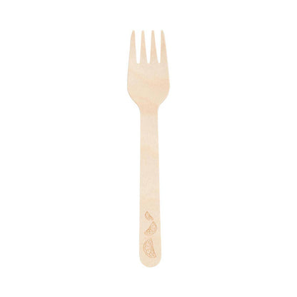 Wooden Eco Cutlery, Lemon Print - 6 Place Settings