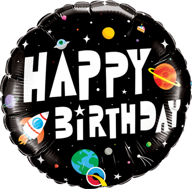 18" Space Happy birthday Balloon with helium