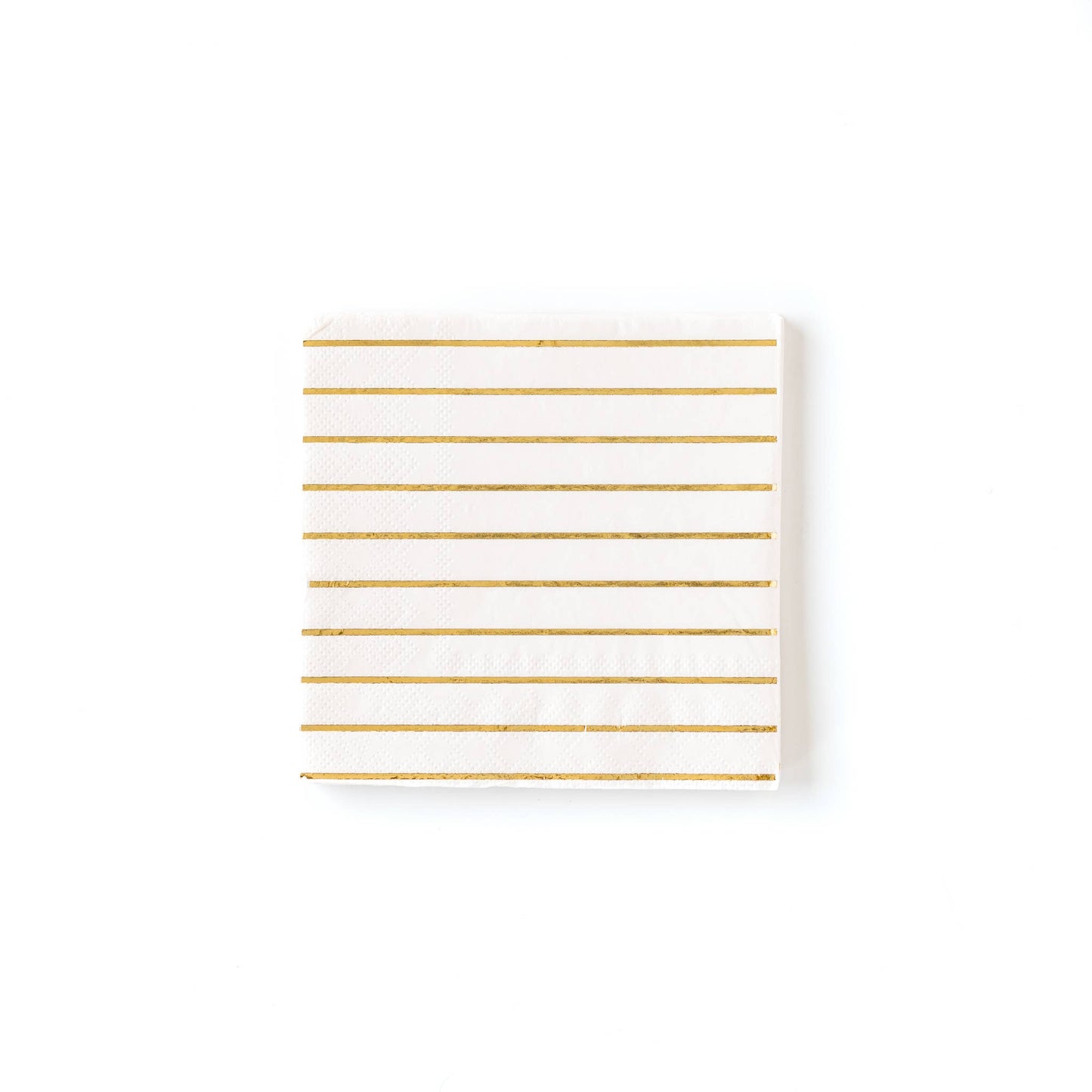 Cream with Gold stripped cocktail paper napkins - 18 pk
