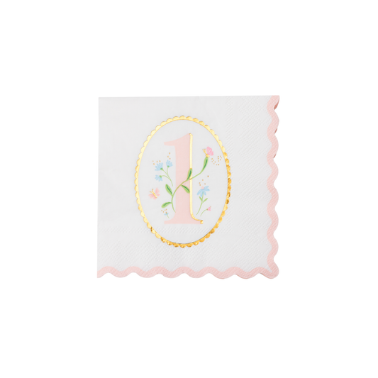 1ST BIRTHDAY PETAL PINK SMALL NAPKINS - 20 pk
