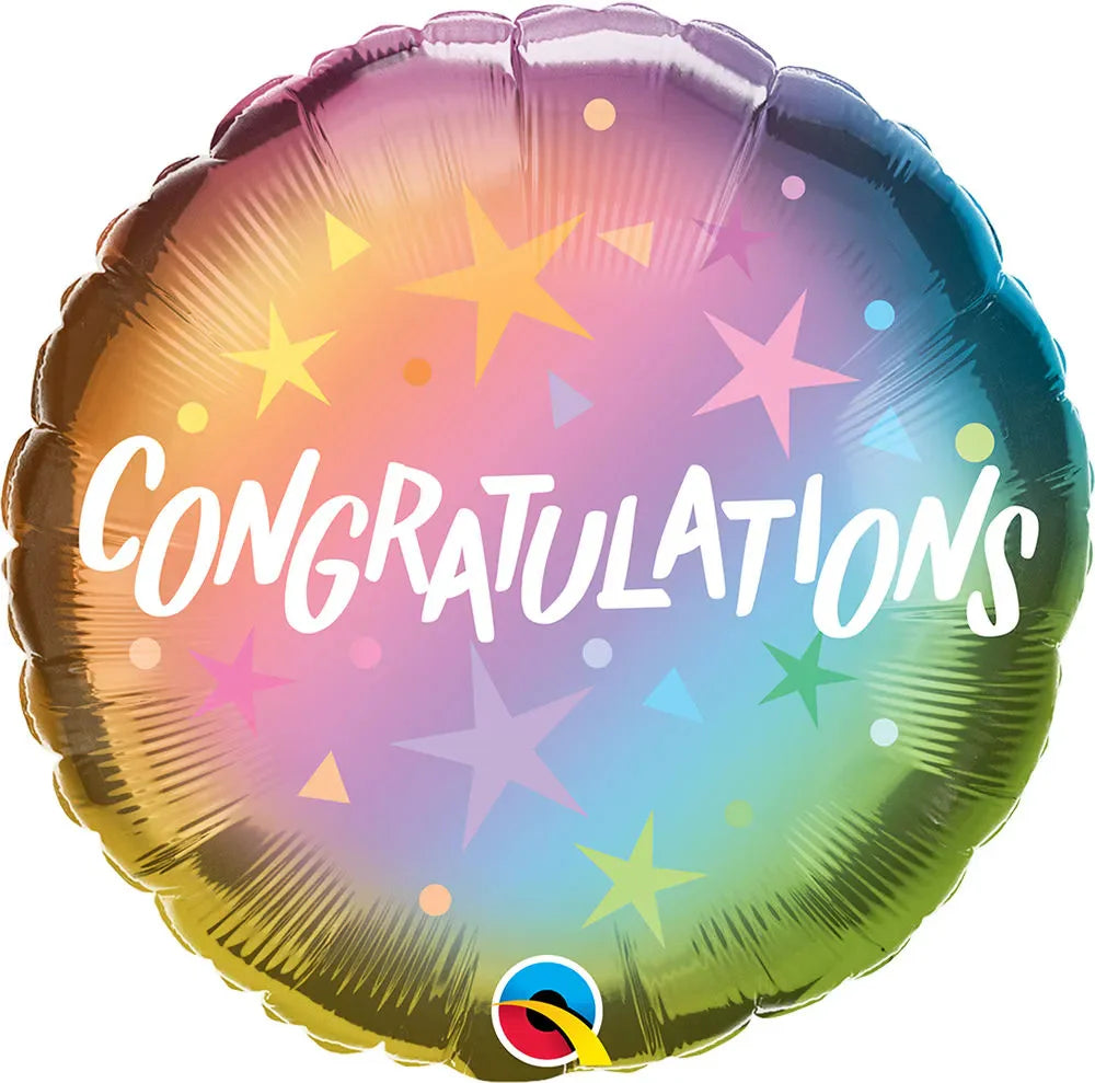 18" Congratulations ombre star foil balloon