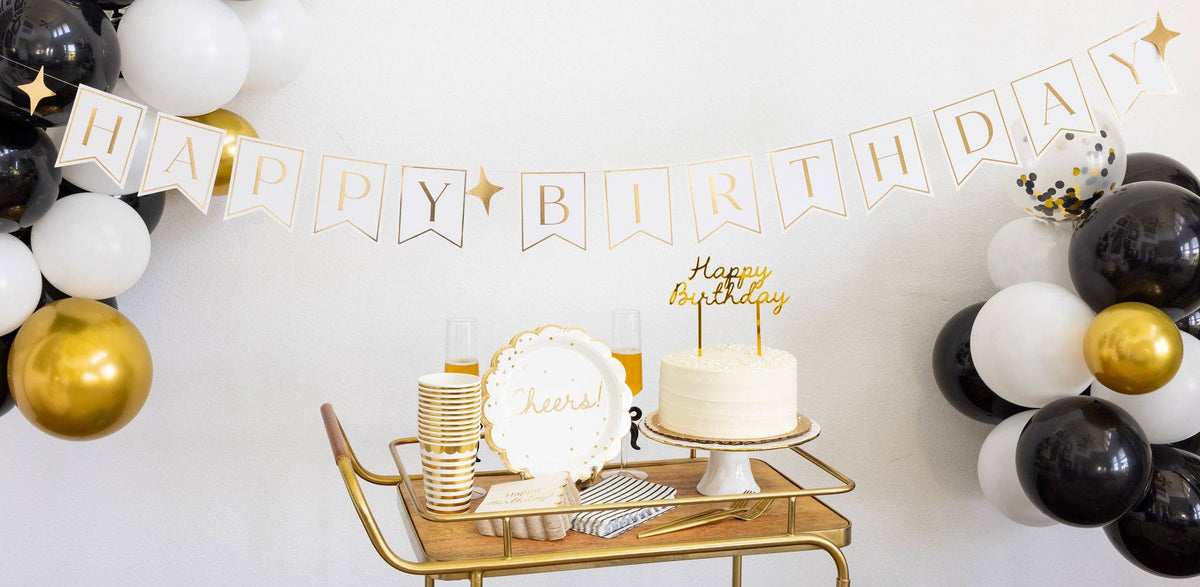Gold Happy Birthday Cake Topper