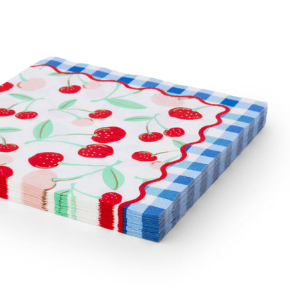 CHERRY PIE GINGHAM LARGE NAPKINS - 20 pk