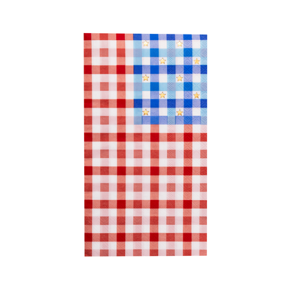 AMERICAN FLAG GINGHAM GUEST TOWELS - 20 pk