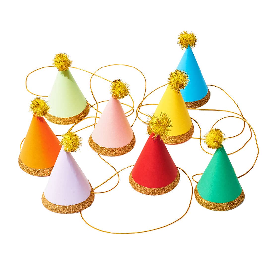 Mini Pom Party Hats- 8 pk.