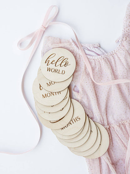 Wooden Monthly Photo Markers for Baby - Birch