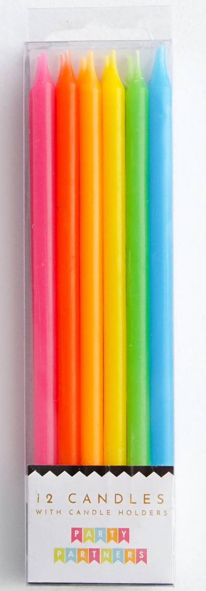 Neon Rainbow Gradient 12 Candle Set