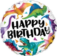 18" Birthday Colorful Dinosaurs foil balloon