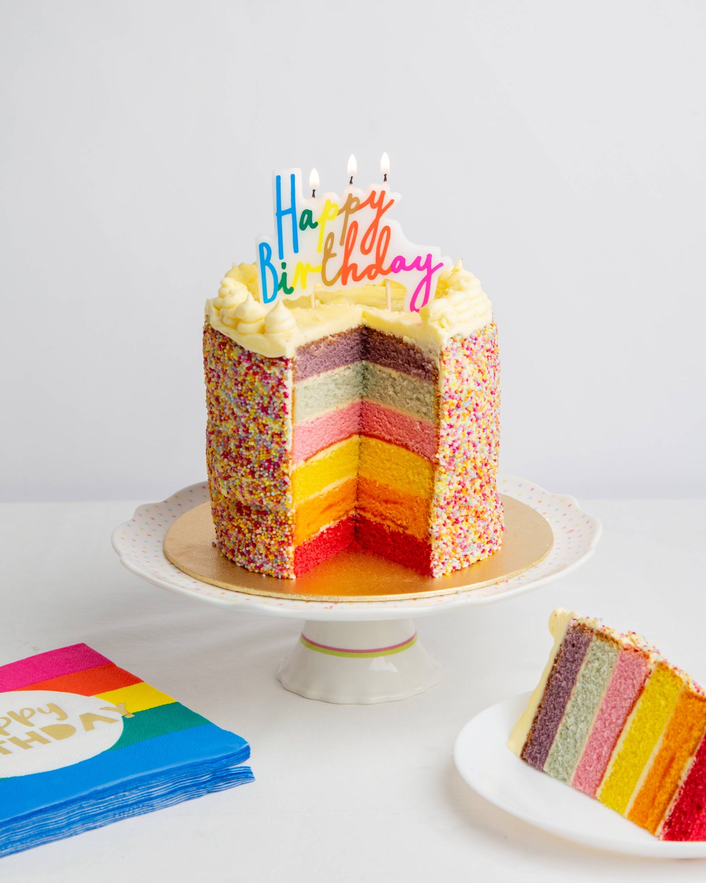 Rainbow Happy Birthday Candle Cake Topper