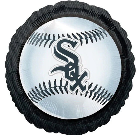 18" White Sox Baseball Foil Balloon with helium