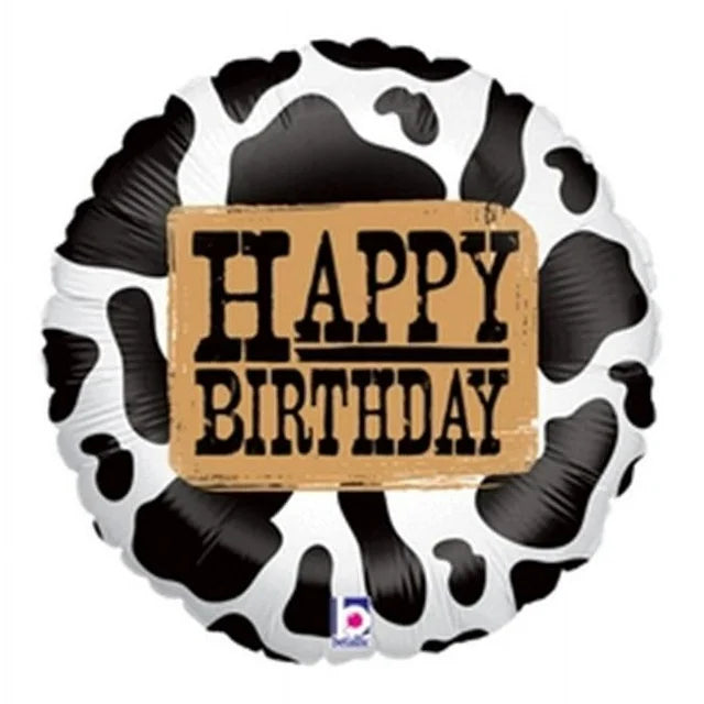 18" Happy birthday Cow print Balloon with helium