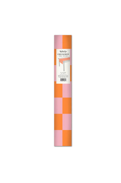 Pink and Orange Checked Paper Table Runner