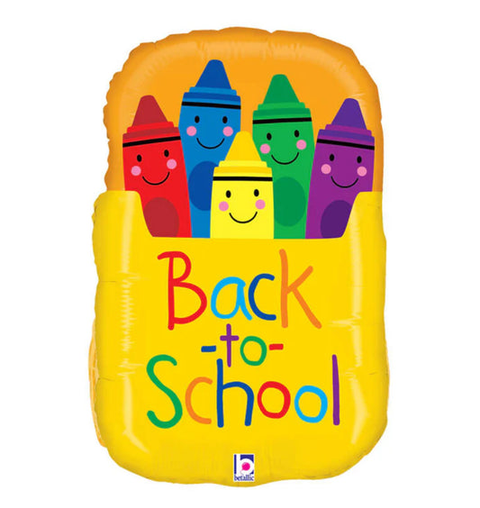 34" BACK TO SCHOOL CRAYON BOX FOIL BALLOON