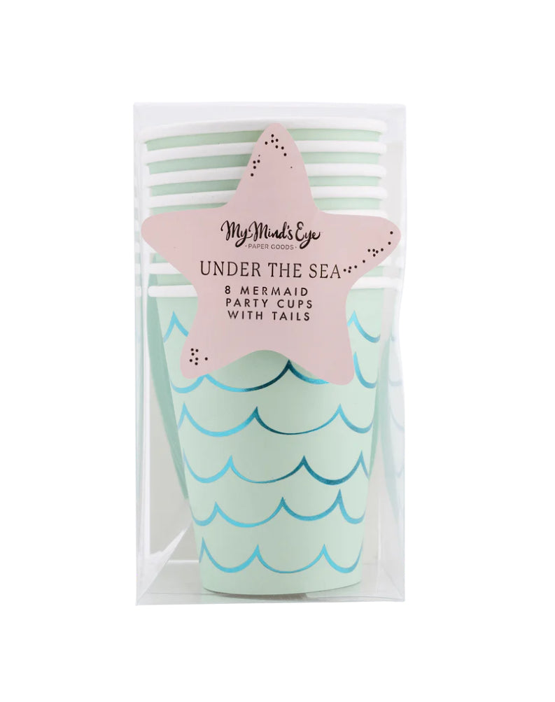 Mermaid Tail paper party cups - 8 pk