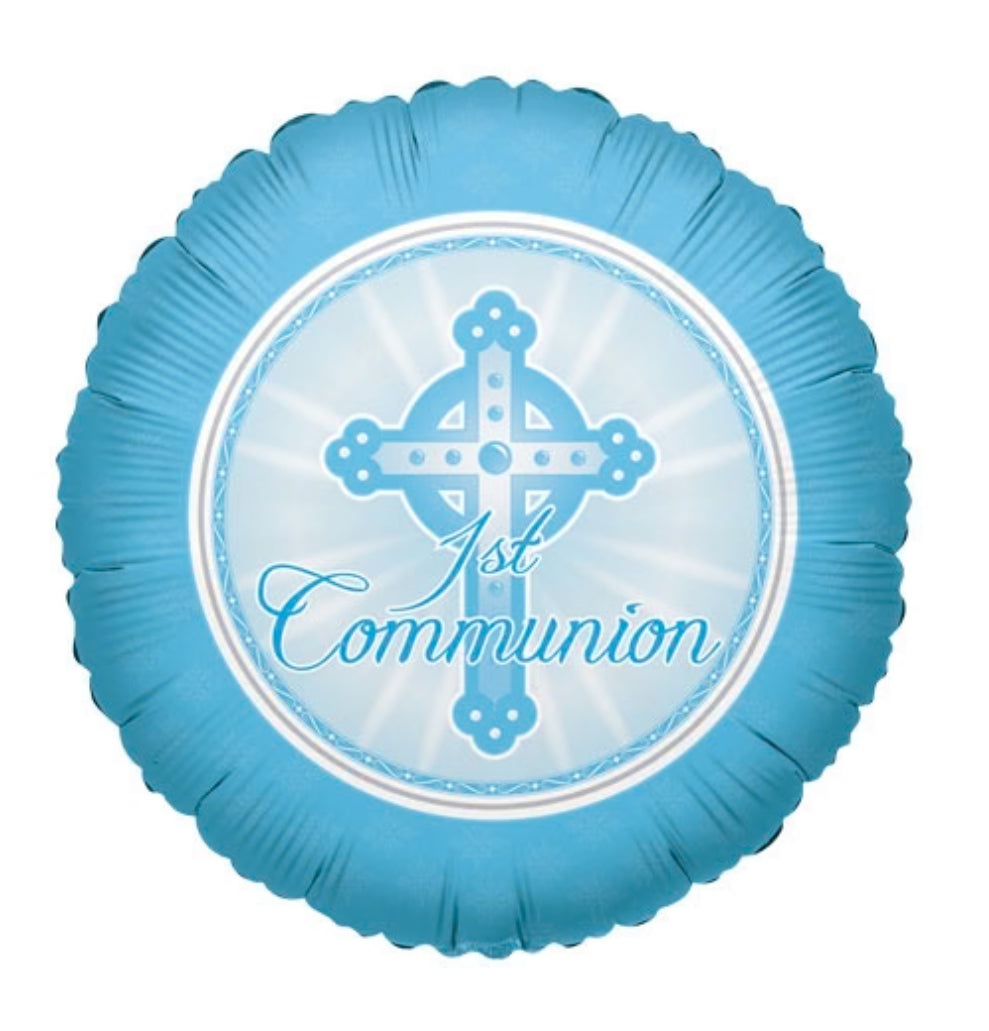 18in 1st Communion Light BLUE - Foil Balloon.