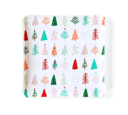 Colorful Christmas trees dinner plates - 8 pk