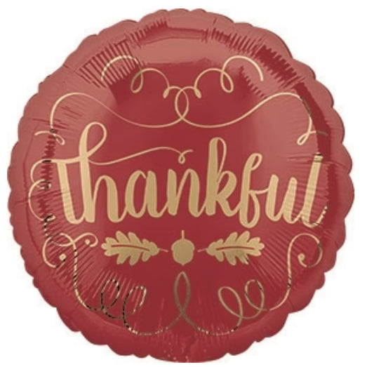 18in THANKFUL Round Foil Balloon