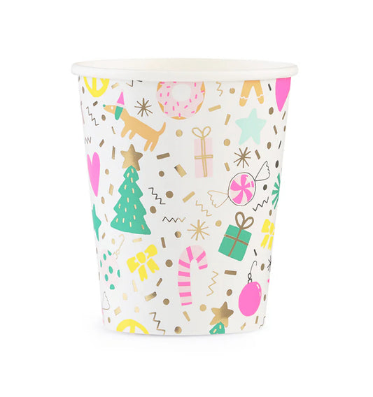 Christmas Neon paper cups - 8 pk