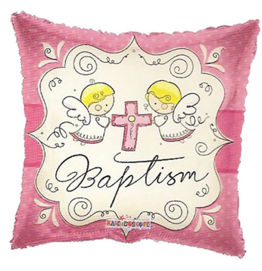 18in Baptism Angels Theme Pink Foil Balloon