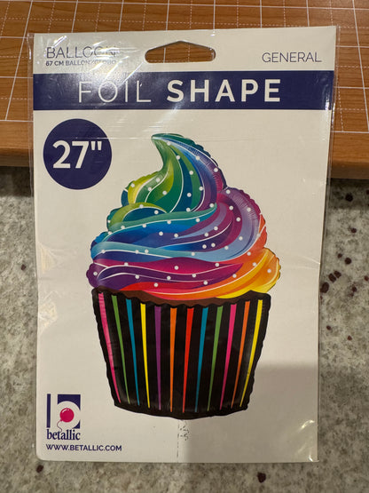 27" Cupcake Rainbow foil balloon