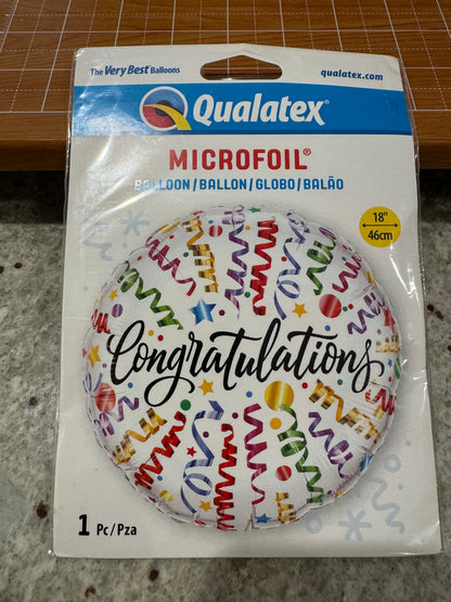 18" Congratulations Streamers round foil balloon