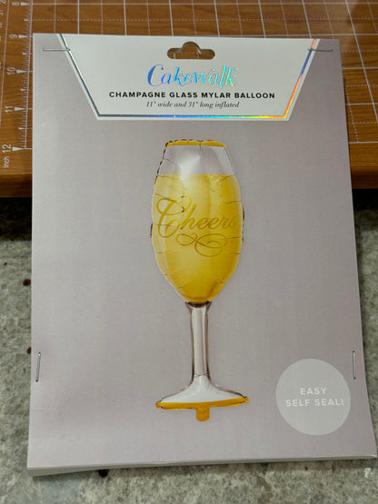 31" Champagne Glass Cheers foil balloon