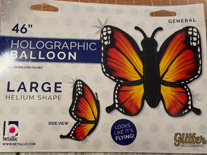 46" Orange Monach butterfly foil balloon