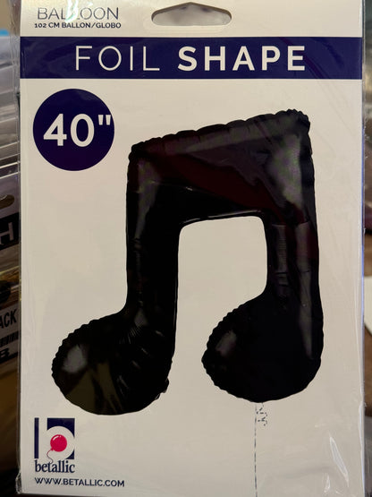 40" Music note black foil balloon