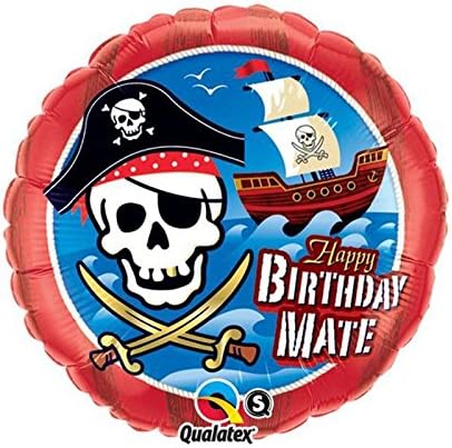 18" Happy Birthday Mate Pirate ship foil balloon