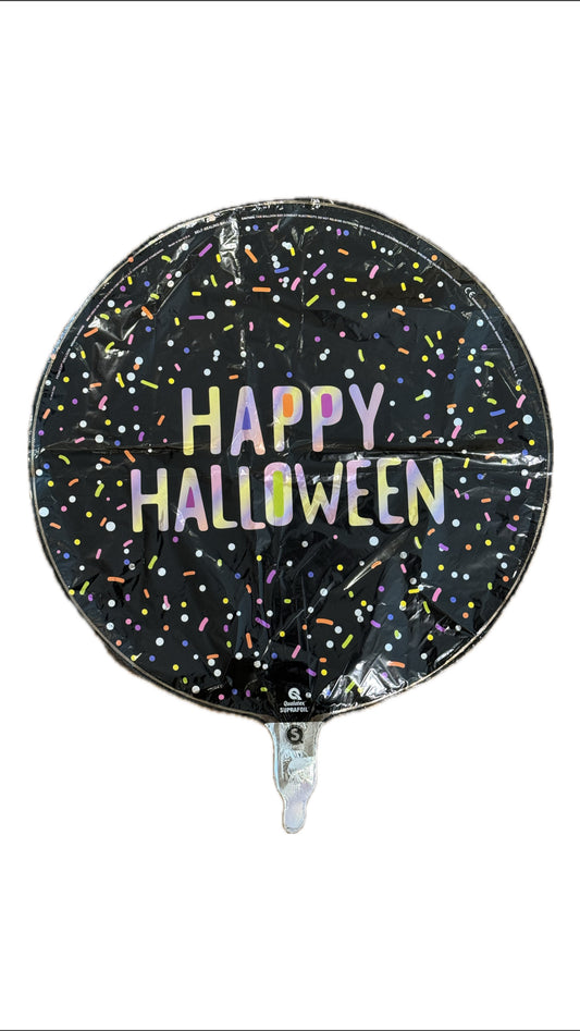 18" Happy Halloween iridescent black