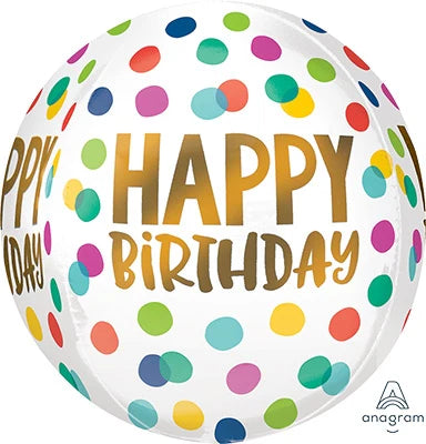 Happy Birthday DOTS - 16” ORBZ Dimensional Round Foil Balloon