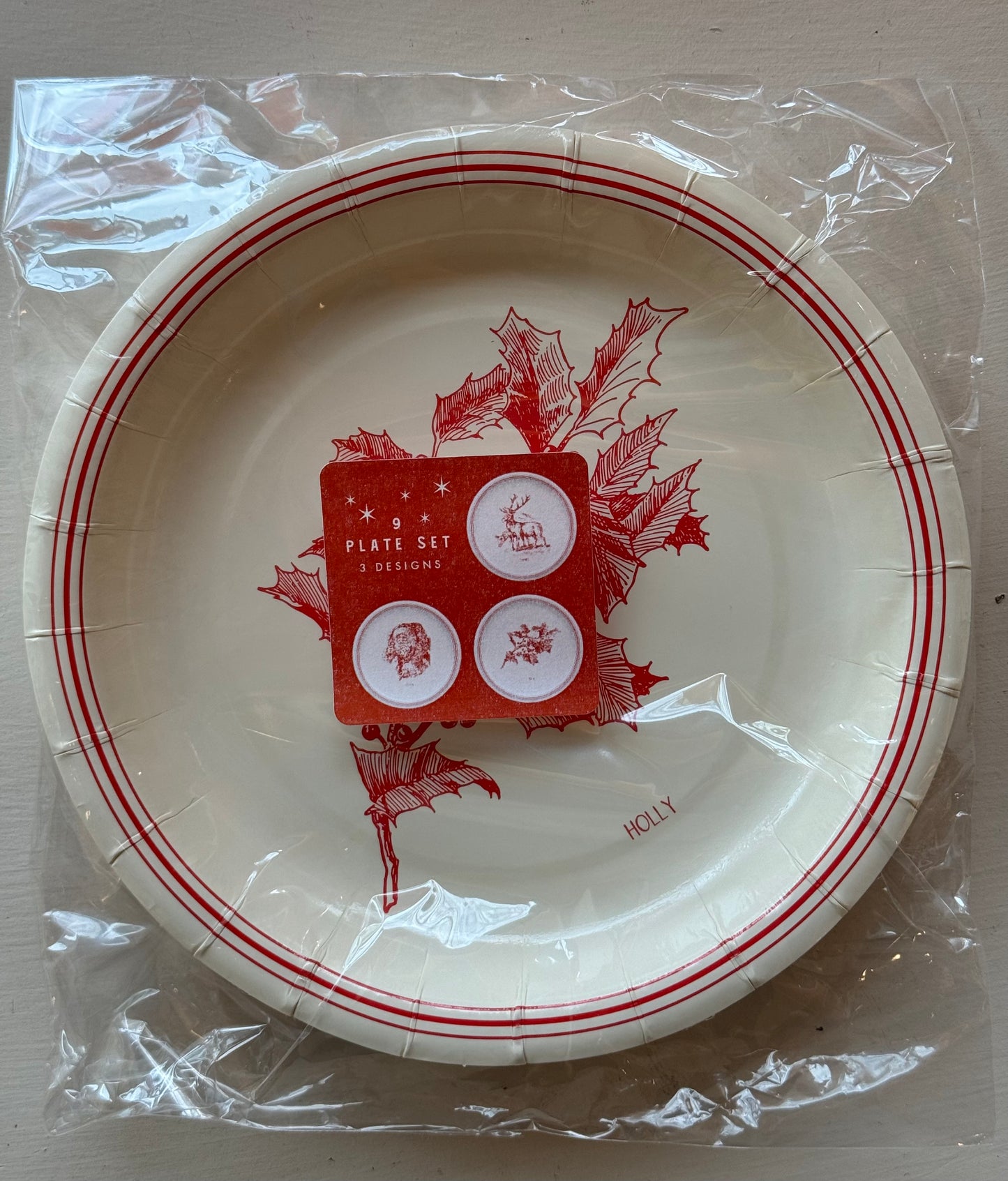 Vintage Christmas dessert paper plate - 9 pk