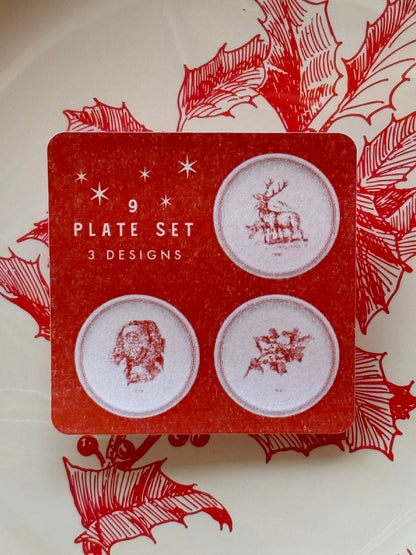 Vintage Christmas dessert paper plate - 9 pk