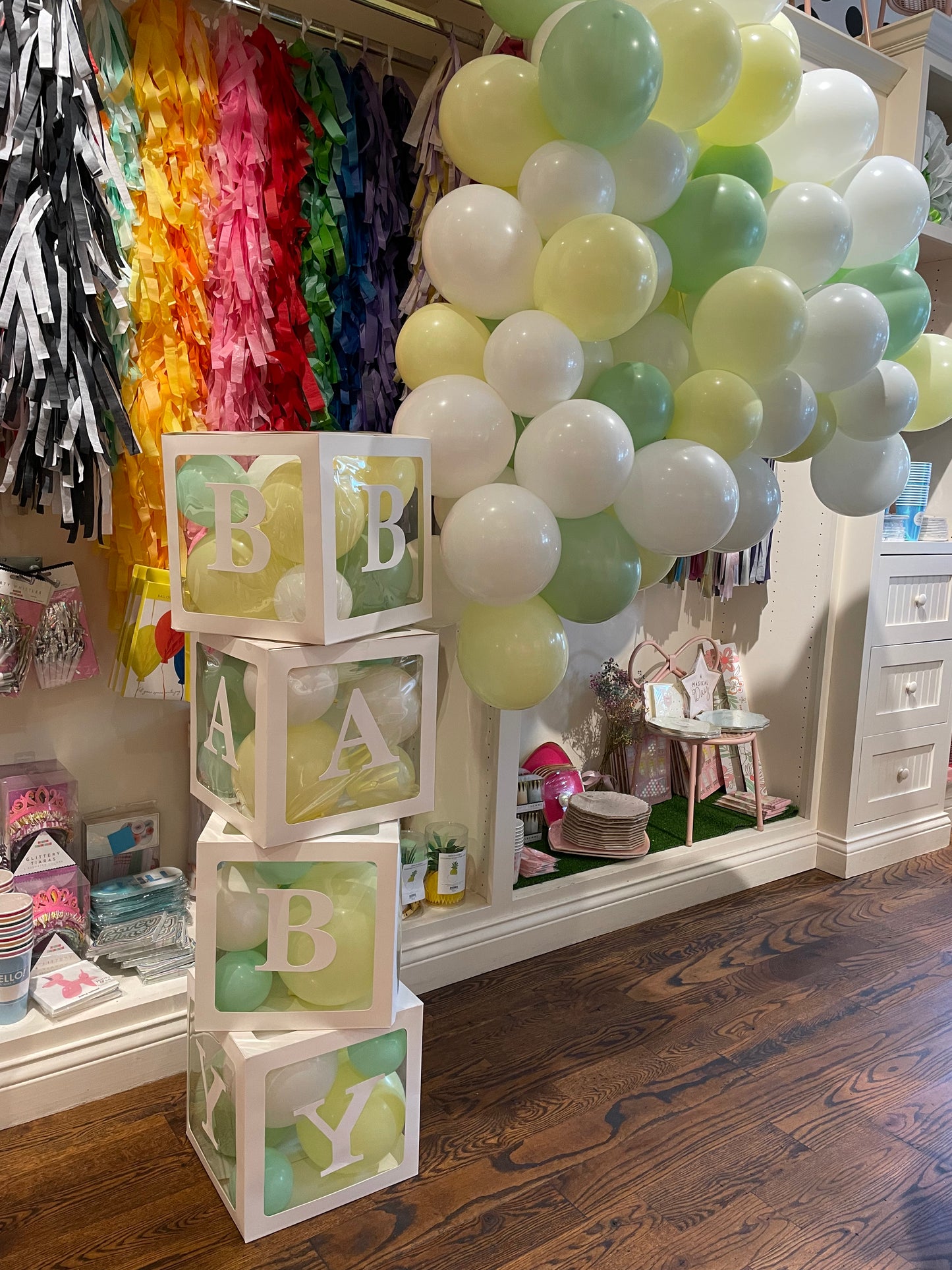 BABY boxes with balloons