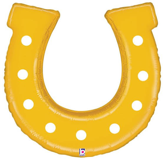 38" Golden Horseshoe Foil Balloon