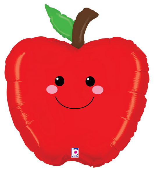 18" Red cute face apple foil balloon